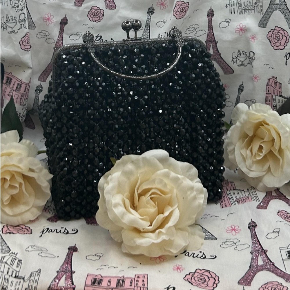 Black Onyx Beaded handmade purse.